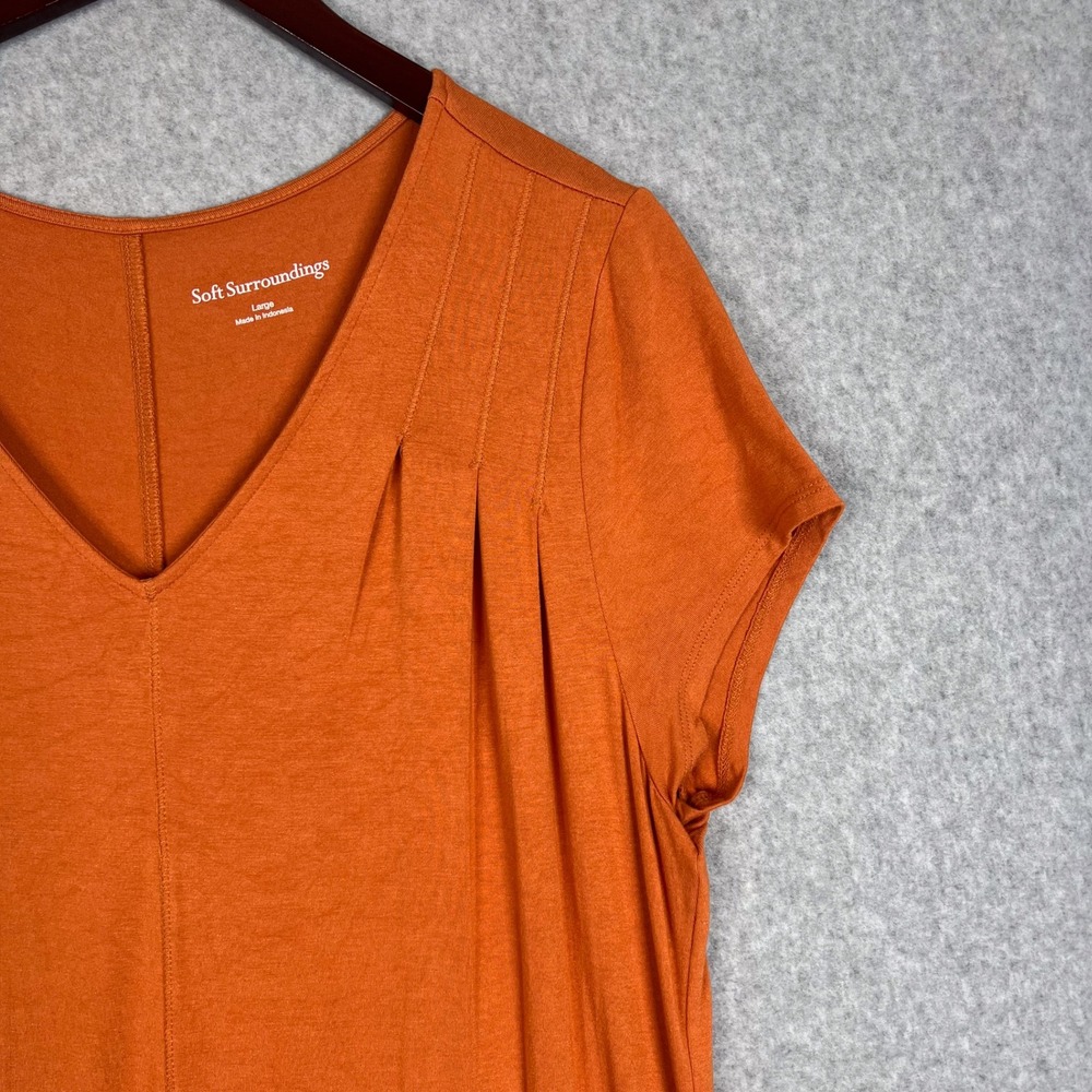 Soft Surroundings Orange V Neck Short Sleeve A Line Jersey Midi Dress Size Large - Picture 4 of 9
